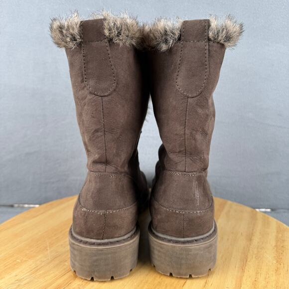 Bass Angelica Faux Fur Brown Lace-Up Boots Women’s Size 8.5 US - Picture 4 of 8